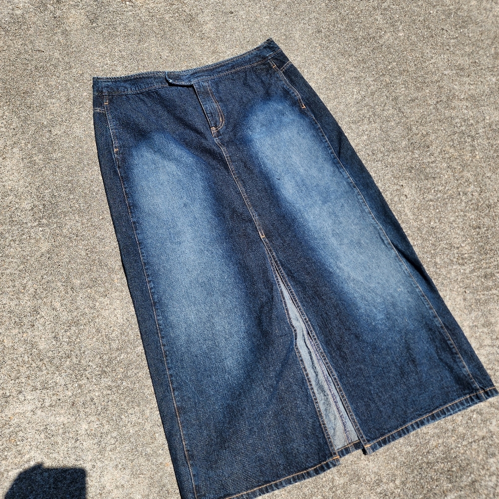 y2k navy denim plus size maxi skirt size 14